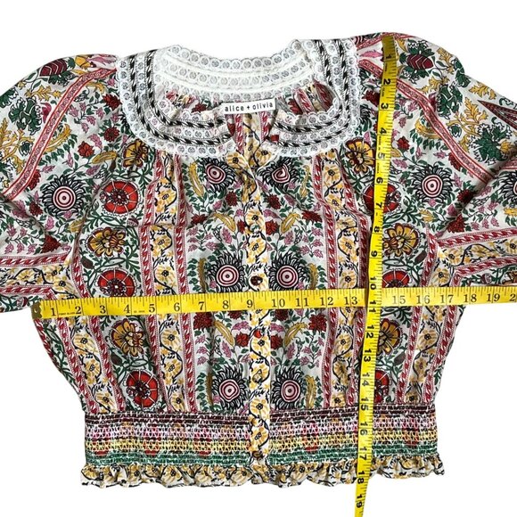 Alice + Olivia Cherelle Printed Cropped Blouse – Size Small - Picture 11 of 12